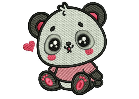 Baby Panda Love Embroidery Design