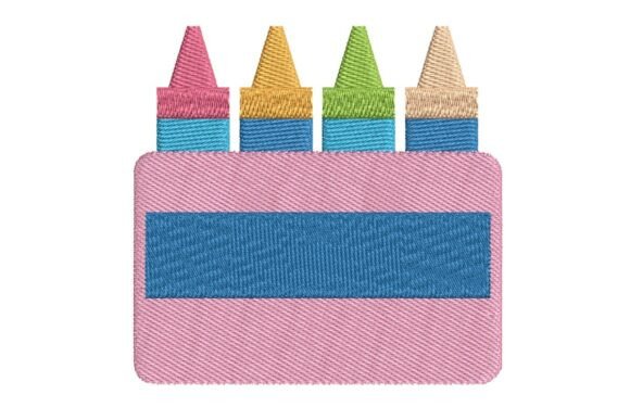 Colorful Crayons in a Box Embroidery Design