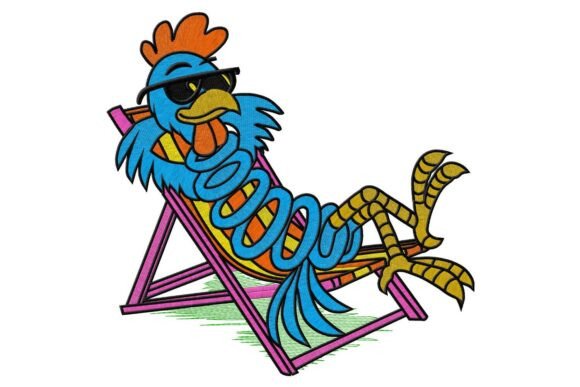 Cool Chicken Relaxing Embroidery Design