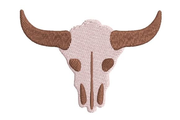 Cowgirl Pink Bison Skull Embroidery Design