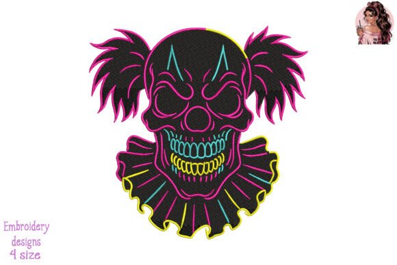 Creepy Circus Skull Embroidery