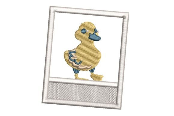 Cute Baby Duck in Photo Frame Embroidery Design