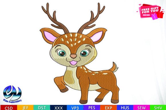 Deer Embroidery Design, 10 Formats