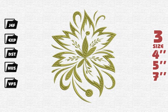 Elegant Lotus Embroidery Design