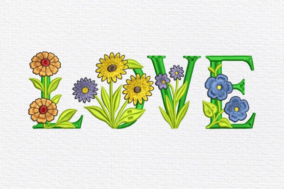 Floral LOVE Word Embroidery