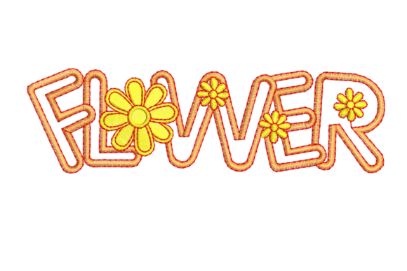 Flowers Word Embroidery Design