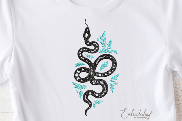Green Snake Machine Embroidery Design