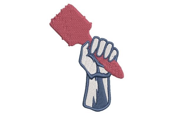 Labor Day Fist with Painter’s Brush Embroidery Design
