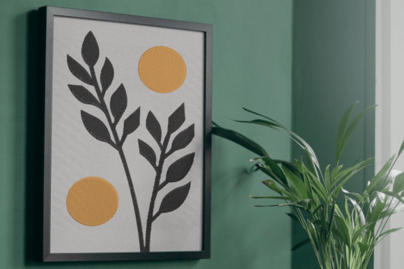 Minimal Botanical Sun Embroidery Art