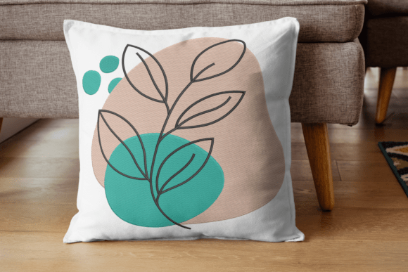 Modern Abstract Leaf Line Art Embroidery