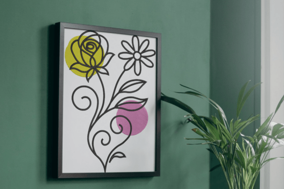 Modern Floral Outline Embroidery Design