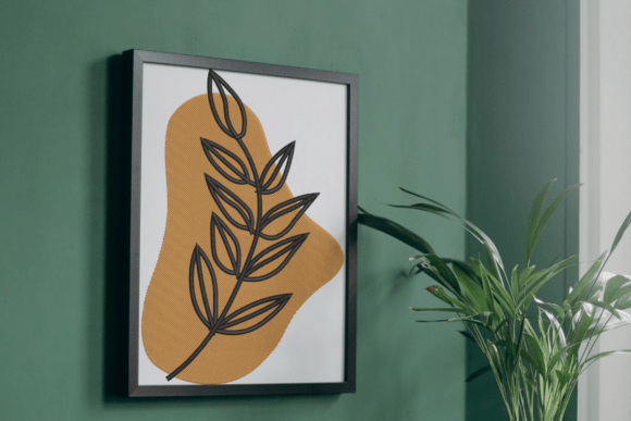 Modern Leaf Outline Embroidery