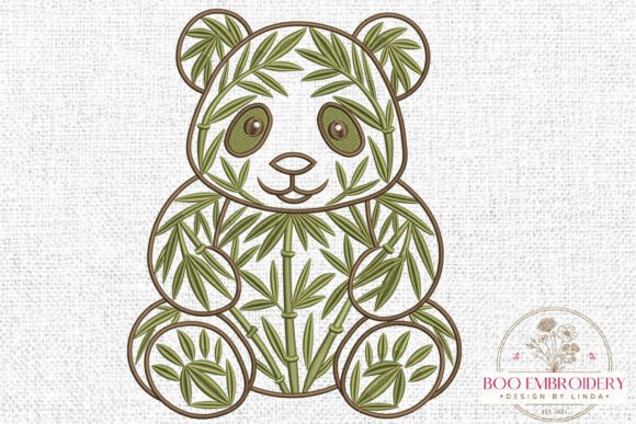 Panda Embroidery Design, Bamboo Panda