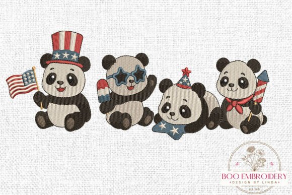 Patriotic Panda Embroidery Design