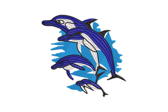 Playful Dolphin Embroidery Design