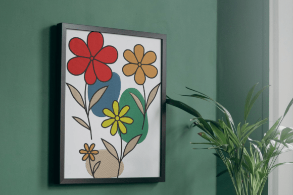 Retro Floral Cluster Embroidery Design