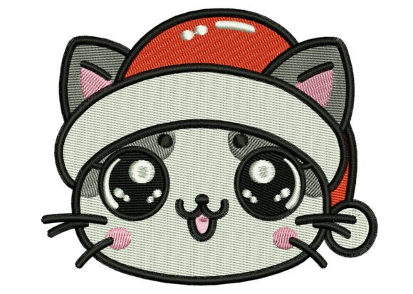 Santa Cat Face Embroidery Design