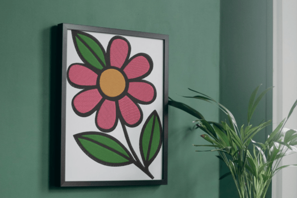 Single Pink Daisy Embroidery Design