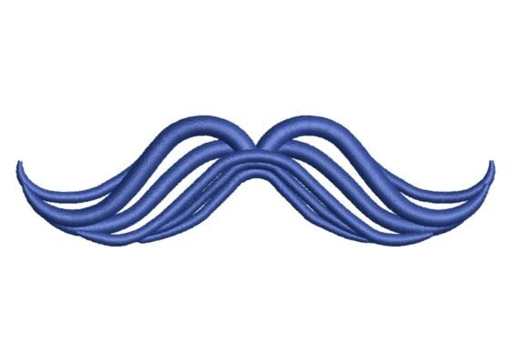 Stylish Blue Moustache Embroidery Design