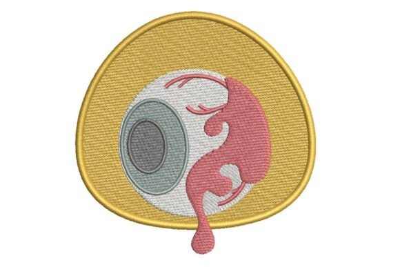 Stylized Eyeball with Optic Nerve Embroidery Design