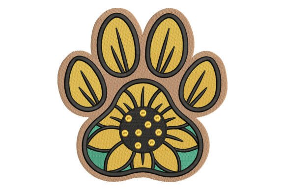 Sunflower Paw Embroidery Design