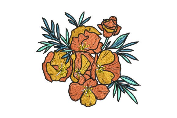 Sunset Bloom Cluster Embroidery