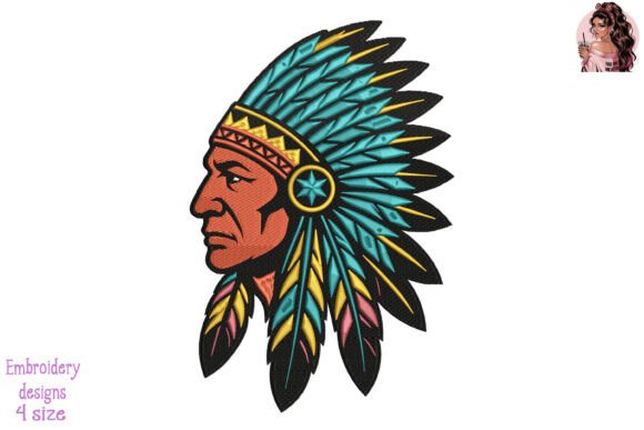 Turquoise Star Chief Embroidery